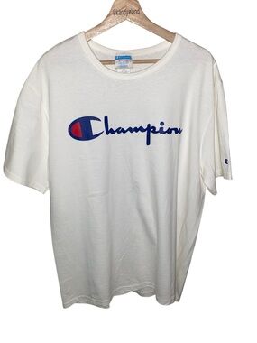 CHAMPION Mens Logo White Tee